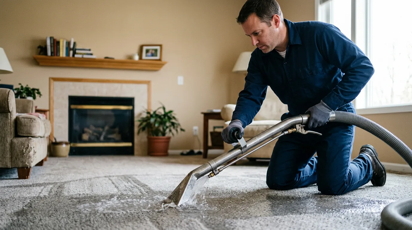 Water damage restoration technician working near Glouster, OH